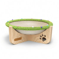 Cat Lounger with Hammock Wooden Cat Scratcher Bed Wear-Resistant Scratch Pad for Cats, Small Pets, Living Room
