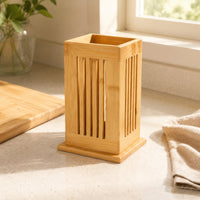 Wooden Chopstick Holder Space Saving Chopstick Storage Box Wood Grain Bamboo Cutlery Box for Restaurant