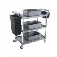 Three-Tier Serving Cart Rustproof Metal Cart with Bins Easy to Assemble Restaurant Trolley