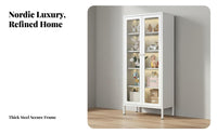 Light Luxury Design Glass Door Bookcase Dust-Proof Metal Glass Door Cabinet High Load Capacity Collectible Display Case Adjustable Shelves for Collectors, Book Lovers, Office Professionals, Living Room, Study, Small Apartment, Bedroom