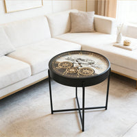 Side Table with Clock Decorative Furniture Compact for Lounge, Study, Decorators
