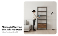 Nordic Design Multi-Tier Shelving Unit with Cabinet Floor-Standing Tall Shelving Unit with Cabinets Sturdy Construction bookshelf Space-Saving for Book Lovers, Collectors, Homeowners, Living Room, Study, Bedroom