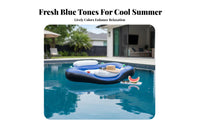 Portable Design 2 Person Pool Flotation Device Comfortable Inflatable Pool Raft Easy Inflation Floating Recliner Chair Multi-Purpose for Couples, Adults, Beach, Summer Vacation, Lake