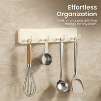 Spoon Holder and Kitchen Utensil Hanging Rail for Pantry, Carbon Steel Wall Mounted Rack with No-Drill Setup