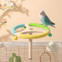 Steering Wheel Perch Toy with Rotating Elements, Multi-Level Bird Perch Stand for Beak Grinding and Engagement, Small Medium Bird