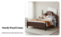 Slatted Panel Bed sturdy Wood Construction Planked Headboard Frame Retro design Bedroom Furniture for partners, Homeowners, Apartment, Guest Room