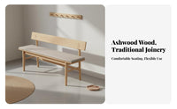 Solid Wood Construction Long Bench with Backrest Nordic Design Indoor Seating Multi-Purpose Household Furniture Rustic Charm for Families, Homeowners, Interior Decorators, Dining Room, Bedroom, Hallway, Study