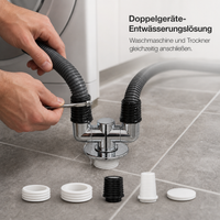 Washing Machine Drain Hose Splitter and Floor Drain Connector, 3-Way Adapter for Dual Appliance Drainage