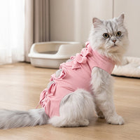 Cat Recovery Suit with Tie Straps, Sleeveless Polyester Post Surgery Clothes, Anti Licking Spay Recovery Suit and Neuter Recovery Suit for Pets