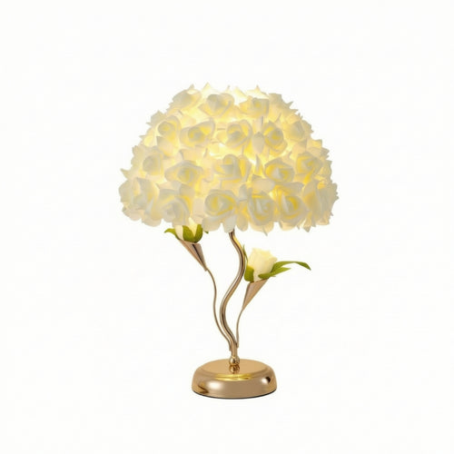 Flower Table Lamp Usb-Powered Table Lamp with Cloth Lampshade Decorative