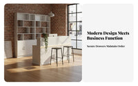 Aesthetic and Practical Hotel Reception Table Sturdy Construction Modern Front Desk Easy Assembly L-Shaped Reception Counter Multiple Design S Available for Restaurant Owners, Shopkeepers, Receptionists, Lobbies, Offices, Medical Office S, Supermarket