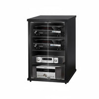 1 Piece KTV Amplifier Stand Audio Equipment Rack Heavy Duty Ventilated Design Rolling Cabinet with Mesh Door Suitable for Audiophiles Studio Living Room