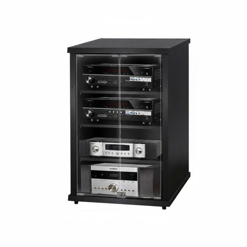 1 Piece KTV Amplifier Stand Audio Equipment Rack Heavy Duty Ventilated Design Rolling Cabinet with Mesh Door Suitable for Audiophiles Studio Living Room