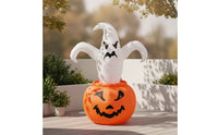 Glowing Ghost Inflatable with Pumpkin Lantern Inflate Inflatable Ghost with Pumpkin LED-Lit Halloween Decoration with Light Festive for Porch