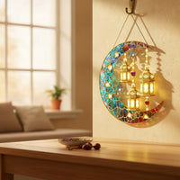 Acrylic Moon Decoration Vibrant Stained Glass Style Suncatcher Sturdy