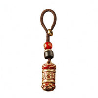 Red Enamel Engraved Charm Charm Gold-Tone Fittings Brass Charm Decorative Ornament for Car Keys, Bag, Keyring