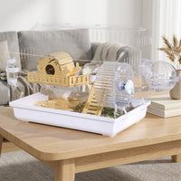 Panoramic Hamster Cage, Fully Transparent Hamster Villa with Exercise Wheel, Large Syrian and Dwarf Hamster Home for Easy Viewing