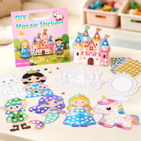 DIY Mosaic Sticker Art Kit for Kids - Animals, Dinosaurs, Fairy Tales, Transportation