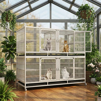 Multi-layer Metal Wire Breeding Cage with Trays, Detachable Boarding Cage and Divider Cage for Professional Pet Breeding or Small Bird Boarding