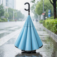 Wind Resistant Umbrella with C-Shaped Handle Windproof 16-Rib Umbrella Large Heavy Duty for Commuters