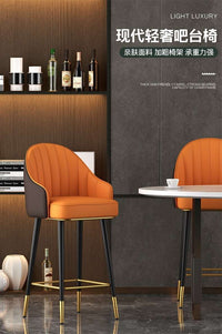 Luxury Bar Stool with Leather Backrest