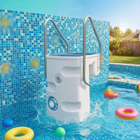 Compact Pool Filtration Unit with Handrails Integrated Wall-Mounted Pool Filter Small Efficient for Swimming Pools