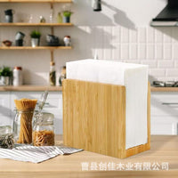 竹制纸巾架餐厅桌面正方形抽纸架多用途饭店木质U型餐巾纸收纳盒