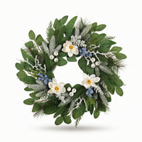 Wreath with Owl Figures Woodland Frosted Berry-Like Clusters Wreath Festive