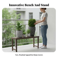 Indoor/Outdoor Use Tiered Plant Stand Long-Lasting Slatted Wooden Bench Sturdy Garden Furniture Moisture-Proof for Gardeners, Homeowners, Balcony, Outdoors, Living Room, Bedroom