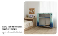 Textile Wardrobe 4-shelf Standing Storage Closet Organizer Sturdy Construction Hard-wearing Cover Easy Assembly Suitable for Adults Bedroom Rental Apartment Home
