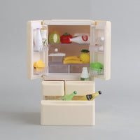 Miniature Double-Door Refrigerator with Light - 1:12 Scale Dollhouse Kitchen Model