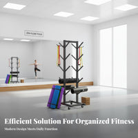 Exercise Mat Storage Rack Movable Exercise Mat Holder Space-Saving Foam Roller Storage Rack