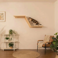 Feline Wall Shelves with Moon Celestial Perch, 2-Pack Solid Wood Climbing Frame, Wall-Mounted Layout Concept for Indoor Felines DIY
