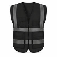 Sleeveless Reflective Safety Vest with Pockets Multi-Pocket Reflective Safety Vest with Zipper Lightweight Skin-Friendly for Construction Workers