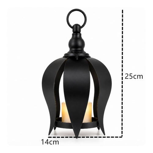 Black Metal Candle Lantern Warm Radiance for Balcony