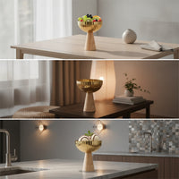 Fruit Bowl with Wooden Base Easy to Clean Ice Cream Dessert Bowl with Pedestal Base Decorative for Hosts, Kitchen Counter