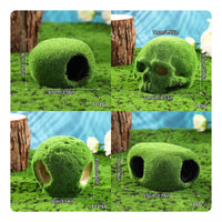 Resin Lichen Skull Ornament Provides Shelter Aquarium Skull Cave for Terrarium