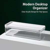 Large Desktop Organizer with White Lid Stackable Book Dividers for Desk Storage, Home Office Bookshelf File Management