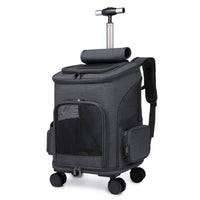 Wheeled Pet Backpack Carrier Ventilated Rolling Pet Carrier Breathable Handsunrestricted for Dog Owners, Travel, Vet Visits, Commuting