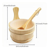 Sauna Water Pail Reinforced Banding Wooden Wood Sauna Set Round