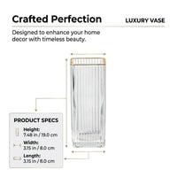 Gold Rimmed Glass Vase, Modern Minimalist Style