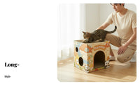 Long-Lasting 2-Level Cat Scratcher Protects Furniture Cardboard Cat Scratcher House Cozy Hideaway for Cats, Kittens, Indoor, Living Room