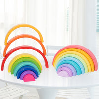 Rainbow Building Blocks Large Montessori Wooden Arch Bridge Educational Toy for Kids 3-4 Years