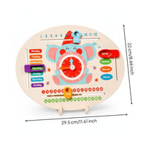 Printed English Labels Calendar Clock Board Movable Hands Clock Calendar Board Sliding Pieces Teaching Aid Colorful for Preschoolers, Children, Teachers, Classroom