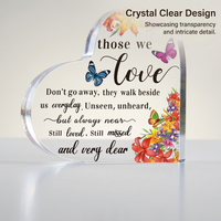 Clear Acrylic Heart Memorial, Bereavement Gifts Tabletop Memorial, Sympathy Gifts for Remembrance, Memorial Keepsake Heart Shape Design