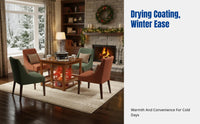 Square Heating Table, Foldable Dining Table, Multi-Functional Home Fire Pit Table, Sturdy Wood, Winter Use