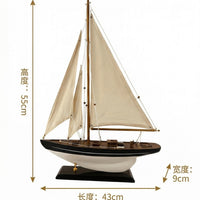 Exquisite Wooden Sailboat Model Decoration for Entryway or Modern Display