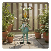 Frog Bird Bath Feeder Vintage Finish Frog Bird Feeder Waterproof for Balcony