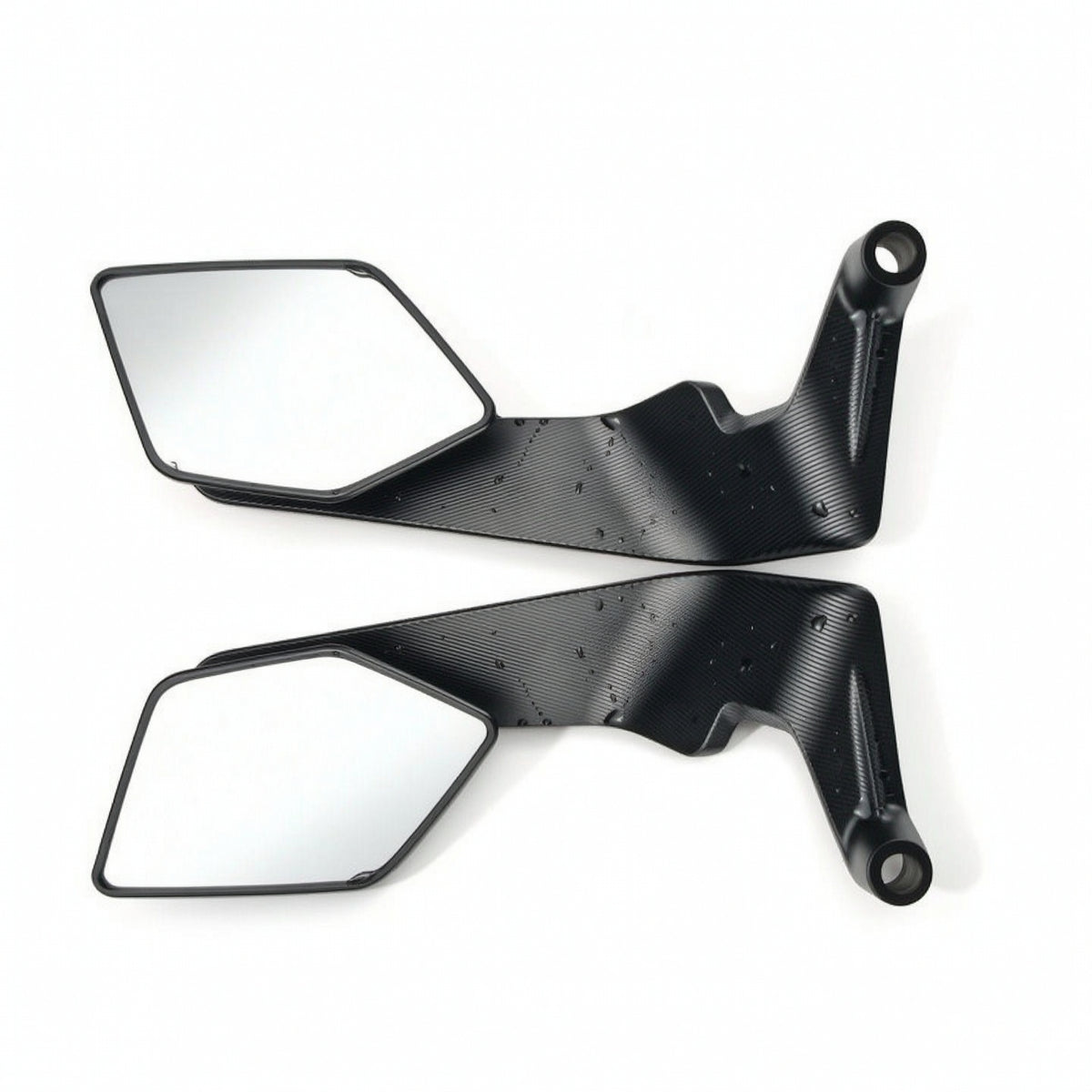 Angular Motorcycle Mirrors with Mounting Hardware Streamlined Motorcycle Rearview Mirrors Carbon-Fiber-Look Side Rearview Mirror Adjustable for Motorcyclists, Riders, Street Bikes, Touring Motorcycles