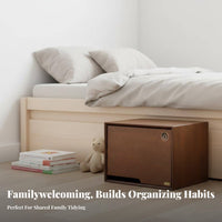 Stackable Wooden Crate with Clear Panel Natural Look Storage Box All-Purpose